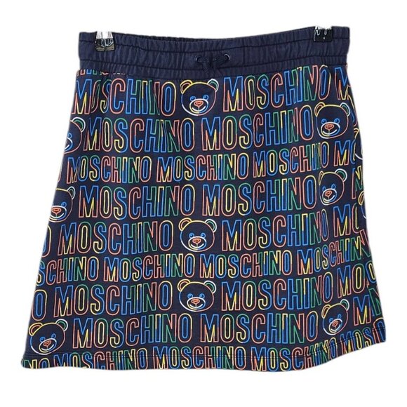 MOSCHINO Teen Girls Allover Logo Mini Skirt, Multi Color, Bear, Size 12 - Picture 1 of 9